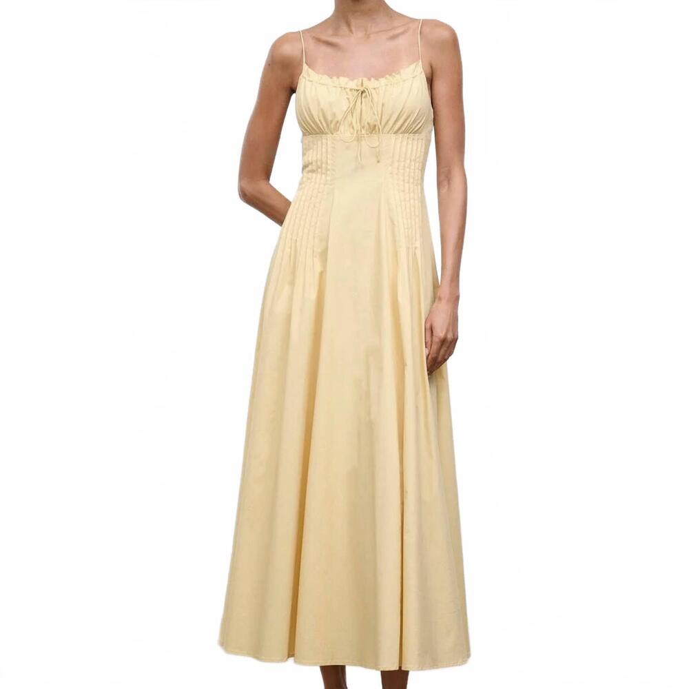 NEW STAUD margi midi dress in butter